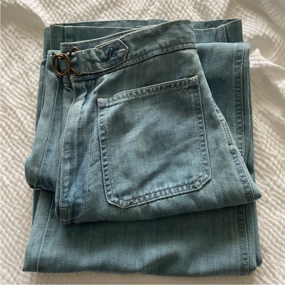 Polo Ralph Lauren Ultra High Rise Linen Blend Wide Leg Jeans - Picture 2 of 5